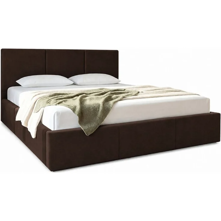 Home Collective Polsterbett Bett Doppelbett Bettgestell mit Lattenrost & Stauraum, mehrere Größen (Größen: 120x200 140x200 160x200 180x200, samtweicher Veloursstoff, in Europa hergestellt), flexibler Lattenrost mit Härtegradeinstellung Schokoladenbraun – Bild 2
