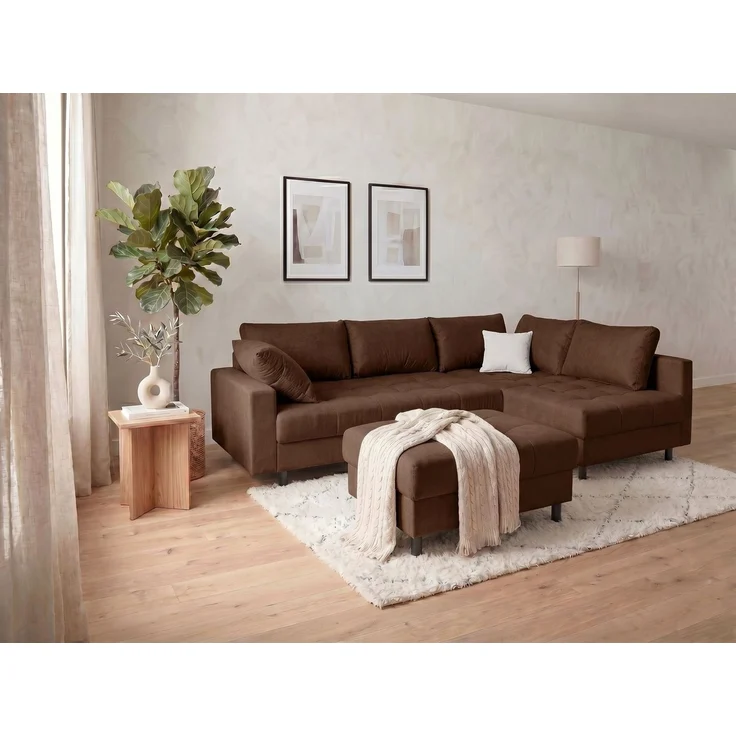 COLLECTION AB Ecksofa Toni XL L-Form 274 cm, Set: Sofa & Hocker, 2 Zierkissen, Bonell-Federkern – Bild 1