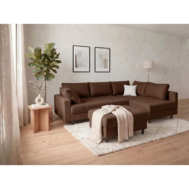 COLLECTION AB Ecksofa Toni XL L-Form 274 cm, Set: Sofa & Hocker, 2 Zierkissen, Bonell-Federkern