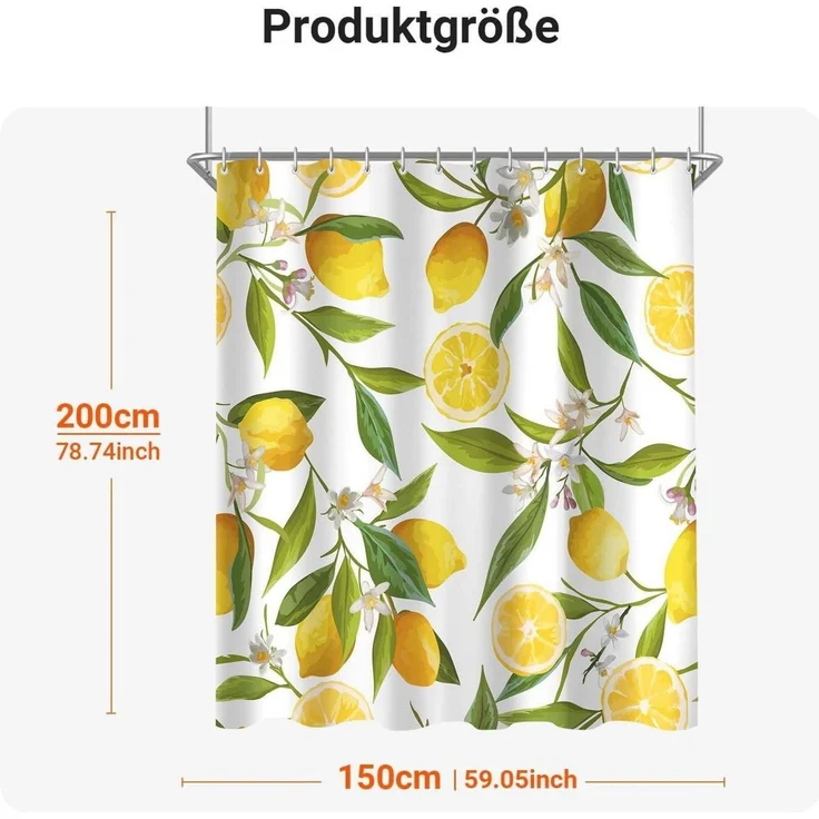 Duschvorhang 150x200cm Zitrone Blatt Wasserabweisend Polyester Badezimmer – Bild 6