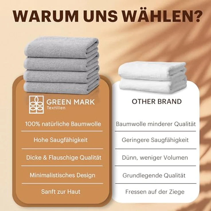 NatureMark 4er Pack Duschtücher, Größe 70x140 cm, Silber Grau, 100% Baumwolle – Bild 6