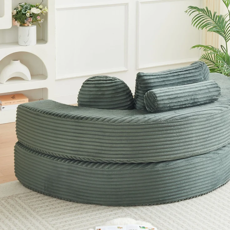 ZUBALIYA SchlafSofa mit USB - Anschluss, mit Schreibtisch, mit Cordbezug, mit Schaumstoffpolsterung, für Wohnzimmer und Apartments – Bild 13