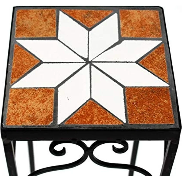 Blumenhocker Mosaik Eckig 3er Set 46, 54, 62 cm Blumenständer 12012 Beistelltisch Pflanzenständer Mosaiktisch – Bild 5