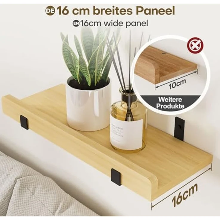 Yorbay Wandregal Set 2-tlg Wandregal-Set 40cm, Rechteckiges Design Regalbrett, Wandablage für Bad, Küche & Wohnzimmer – Bild 4