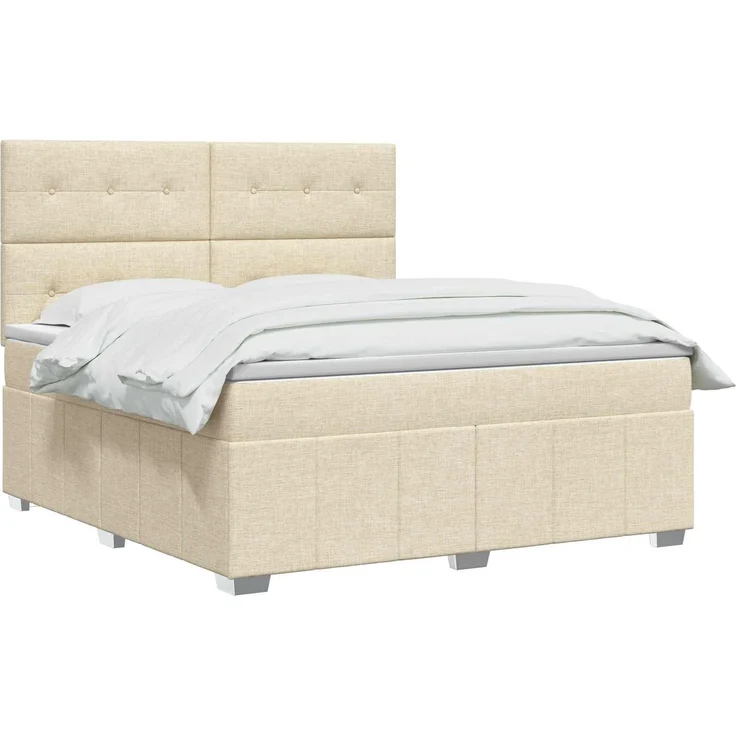 vidaXL Boxspringbett mit Matratze Creme 140 x 200 cm Stoff 3454160 – Bild 3