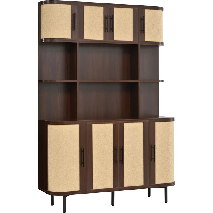 DESVIAE Sideboard Nussbaum aus MDF – 120x180x20 cm – 8 Türen, Flechtoptik – Bild 8