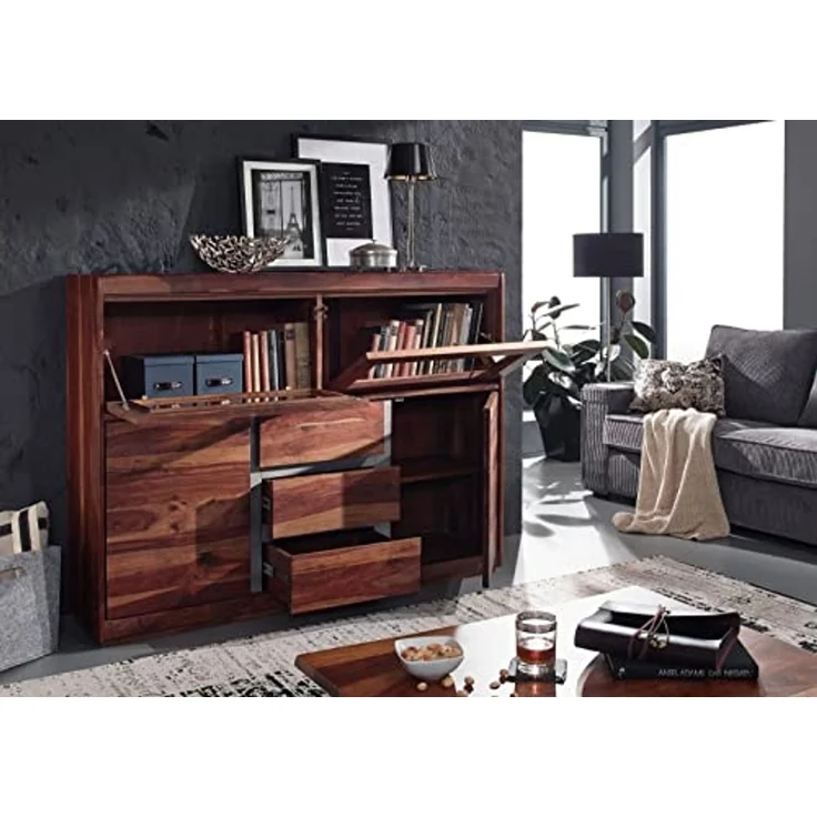Highboard Sheesham 150 x 40 x 115 noble unique lackiert SYDNEY #103 – Bild 5