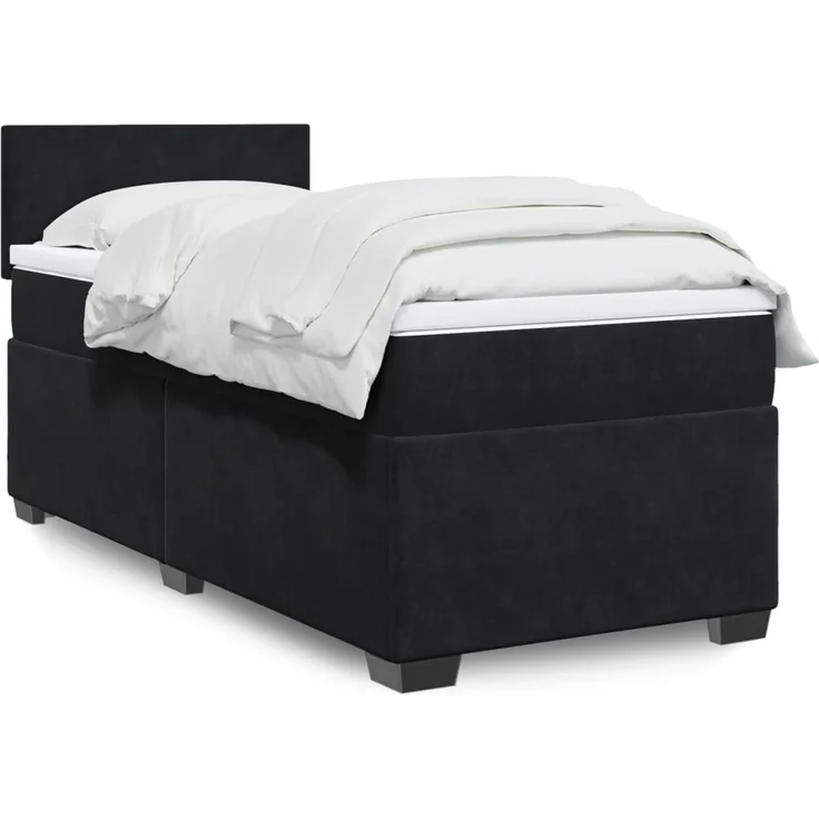vidaXL Boxspringbett mit Matratze Schwarz 90x200 cm Samt 3288506 – Bild 1