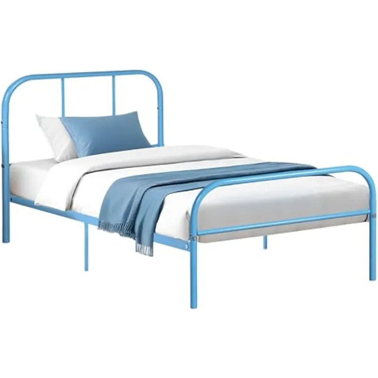 FurnitureR Metallbett 90x200 cm Einzelbett mit Lattenrost, Stabiler Stahlrahmen Bettgestell für Schlafzimmer Jugendzimmer Gästezimmer