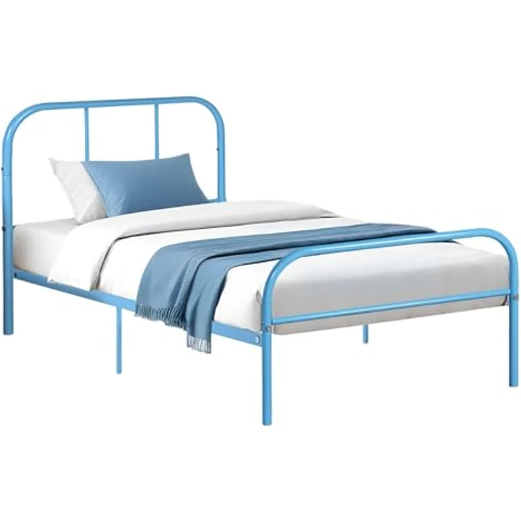 FurnitureR Metallbett 90x200 cm Einzelbett mit Lattenrost, Stabiler Stahlrahmen Bettgestell für Schlafzimmer Jugendzimmer Gästezimmer – Bild 1
