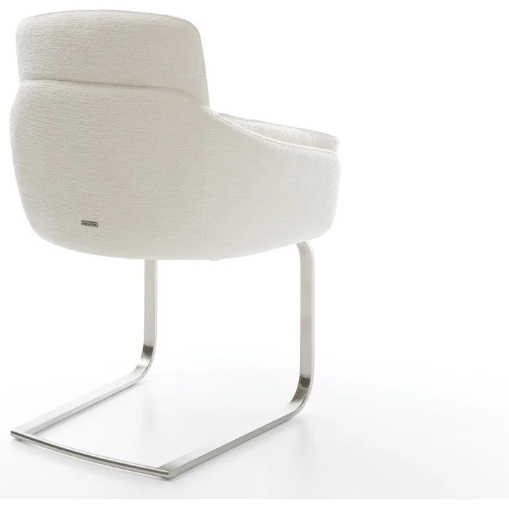 Freischwinger Luan-Flex mit Armlehnen Bouclé Soft Beige Freischwinger flach Edelstahl – Bild 5