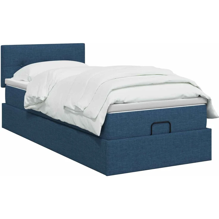 vidaXL Ottoman Bett mit Matratze mit Kopfteil Blau 100 x 200 cm Stoff 3456308 – Bild 3