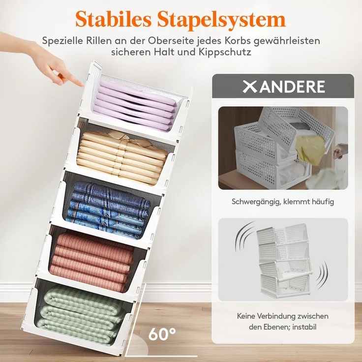 Lifewit Aufbewahrungsbox Organizer Schrank-Organizer Kleiderschrank faltbare Aufbewahrungsbox – Bild 4