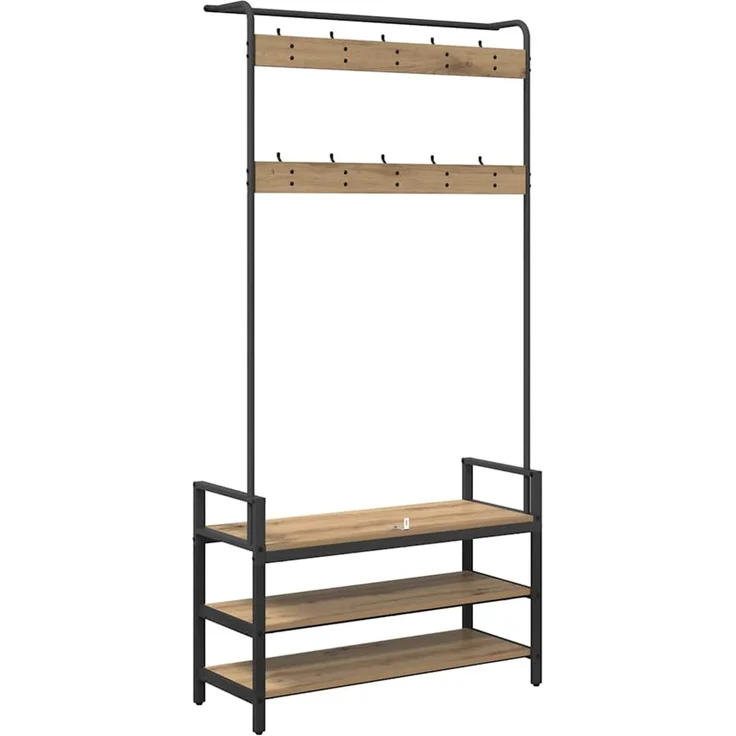 vidaXL Garderobenständer 95 x 34 x 184 cm Artisan-Eiche Holzwerkstoff 879964 – Bild 7