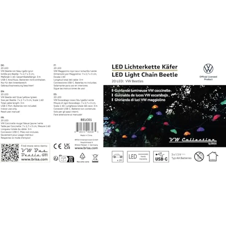 BRISA VW Collection - Stylishe Ambiente Volkswagen Käfer Batterie Lichter-Kette für viele Events (für Innen/3m/20 x LED/USB-C) – Bild 5