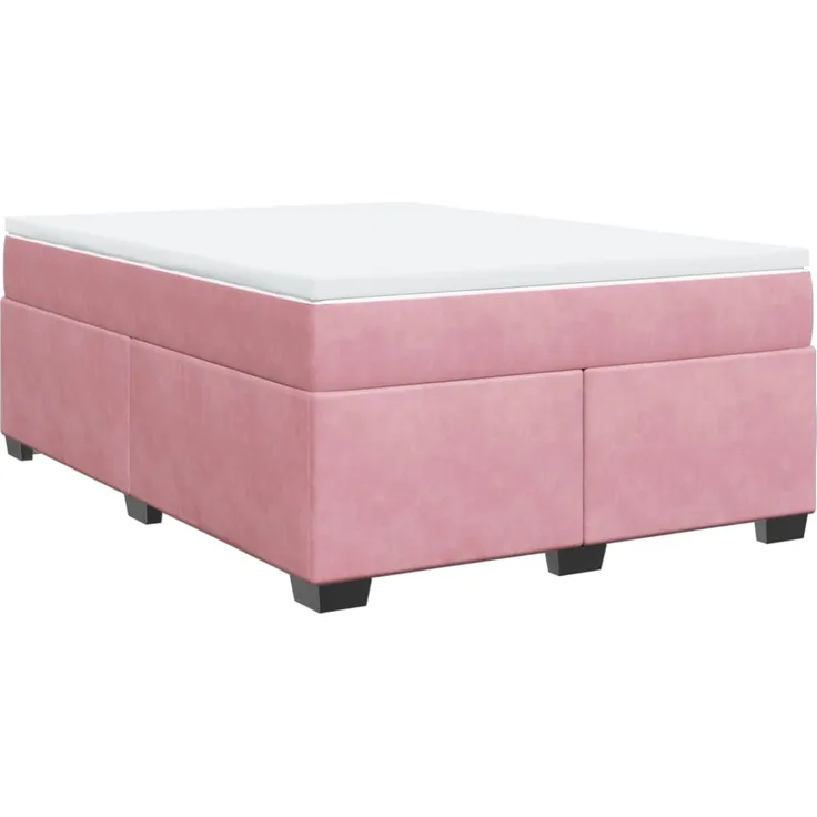 vidaXL Boxspringbett mit Matratze Rosa 140x200 cm Samt 3285292