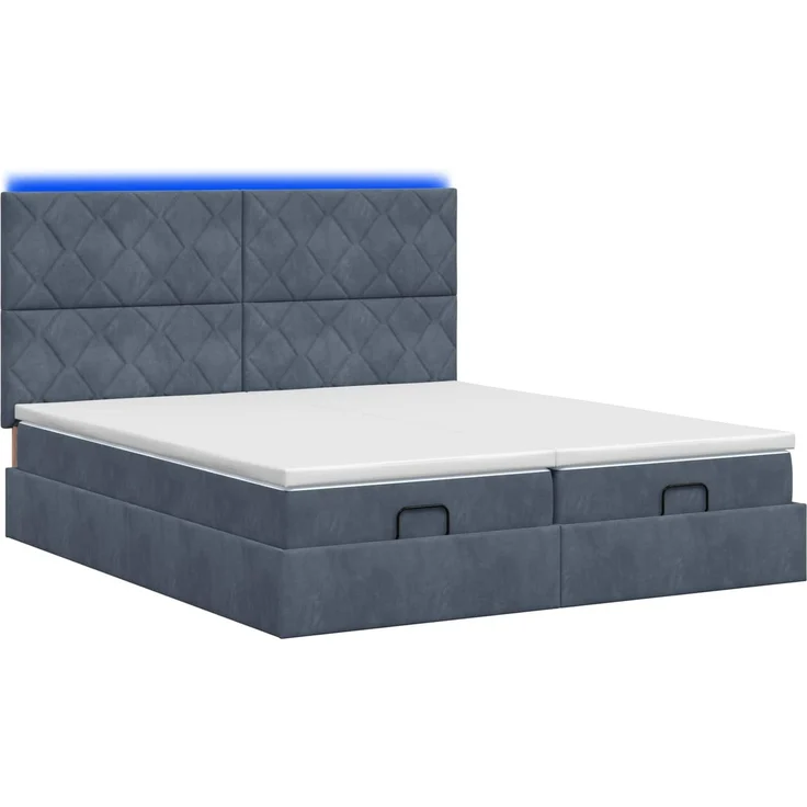 vidaXL Ottoman-Bett mit Matratze und LED Dunkelgrau 180 x 200 cm Samt 3458515 – Bild 9
