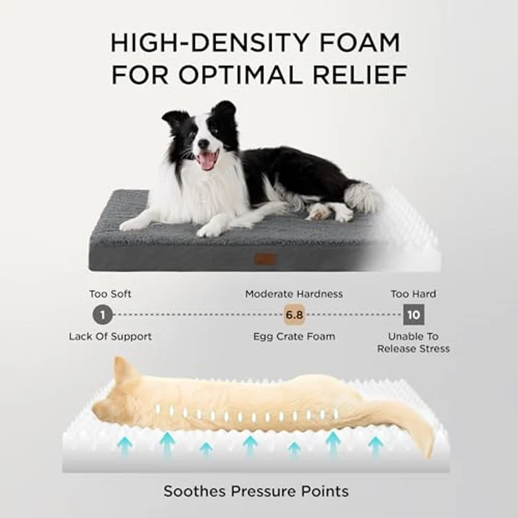 BEDSURE orthopädisches Hundebett Grosse Hunde - 112 x 81 x 7.6 cm Hundekissen flauschig Hundematte waschbar Hundematratze in dunkelgrau für große Hunde – Bild 3