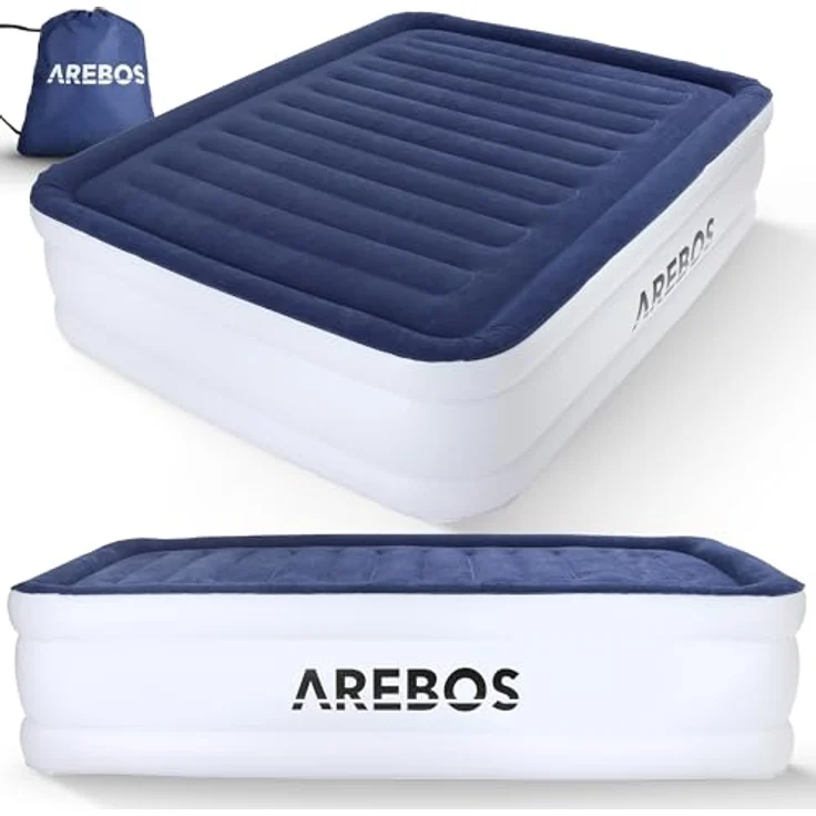 Arebos Luftbett, Selbstaufblasend mit Pumpe, Pumpe 2in1 Funktion: Inflation & Deflation, 203 x 152,5 x 51 cm – Bild 2