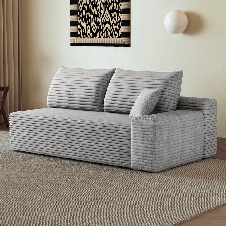 ZUBALIYA SchlafSofa mit Cordbezug, modular aufgebaut, ohne aufwendige Montage, für Wohnzimmer und Apartments