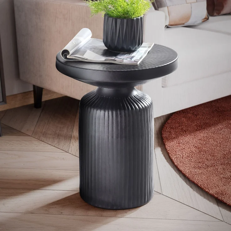 Beistelltisch Metall Schwarz Sofatisch 40x40x50cm Wohnzimmertisch Rund – Bild 2