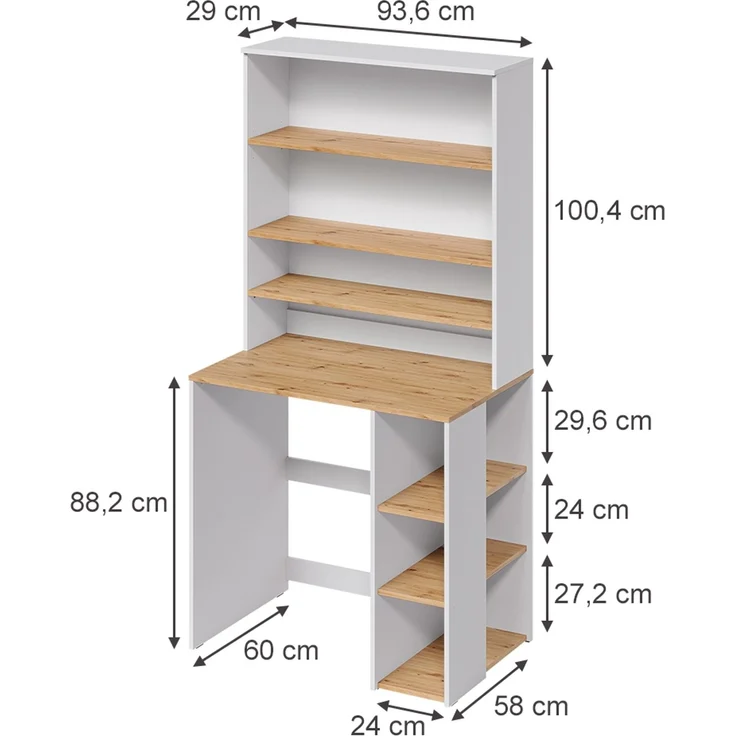 Waschmaschinenschrank Viktor Weiß/Artisan-Eiche 93.6 x 88.2 cm 2 Teile mit Regal Vicco – Bild 2