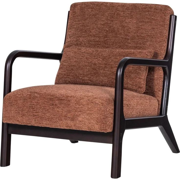 Sessel Mark - Chenille-Stoff Braun, Gestell Dunkelbraun – Bild 1