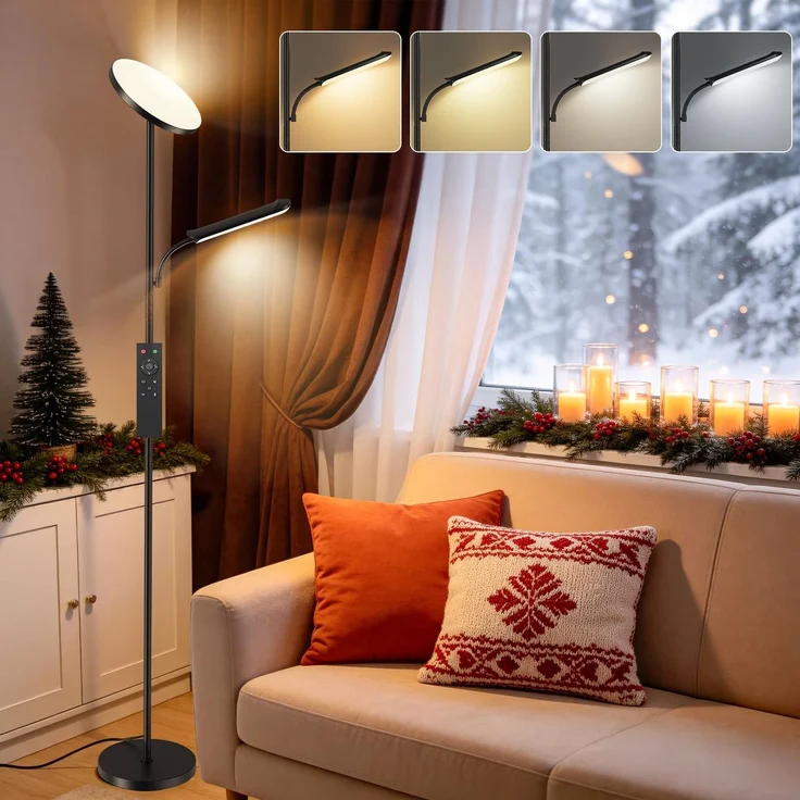 YICAIZI Stehlampe Wohnzimmer, 42W Deckenfluter mit Leselampe, 4200LM LED Stehlampe Dimmbar mit 2700K-6500K Farbtemperatu, Moderne Standleuchte mit Fernbedienung & Touch-Steuerung