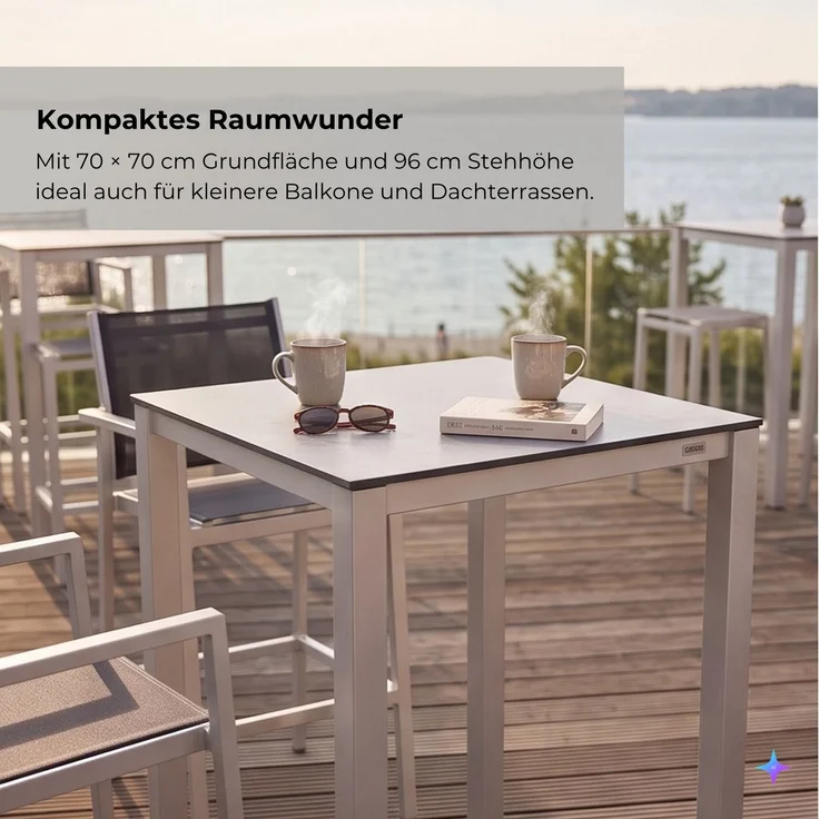 Kettler CUBIC Bar Tisch 70 x 70 x 96 cm Silber Aluminiumgestell HPL Platte – Bild 4