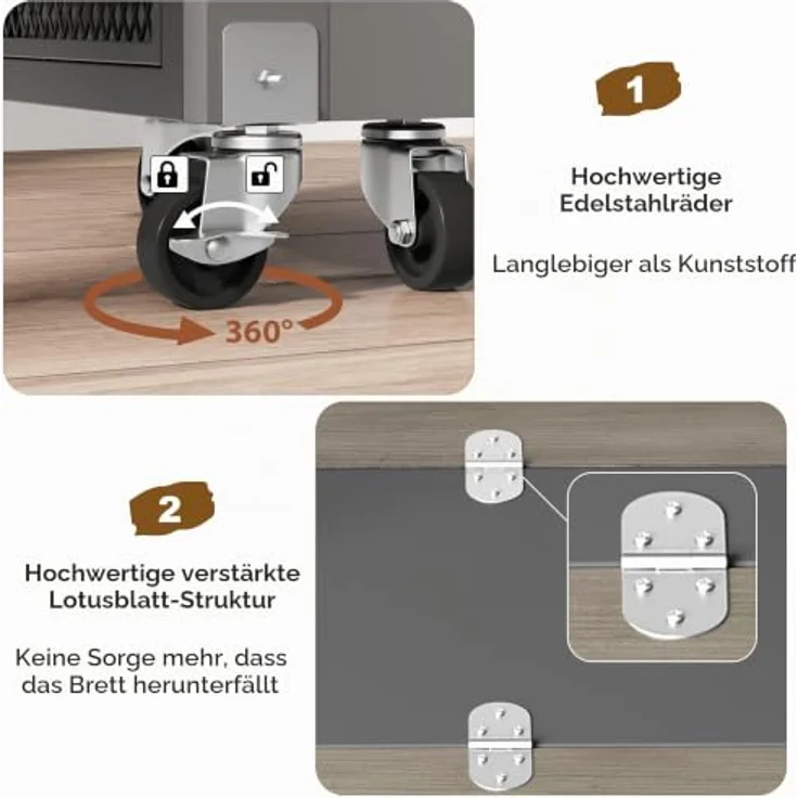 Jocoevol Esstisch Klappbar, Küchentisch mit Zweilagigem, für 2-4 Personen | Moderner Klapptisch, Esszimmertisch für Küchentisch mit Trennwand und Rollen für Küche & Esszimmer, 120x60x76cm, Mattschwarz – Bild 5