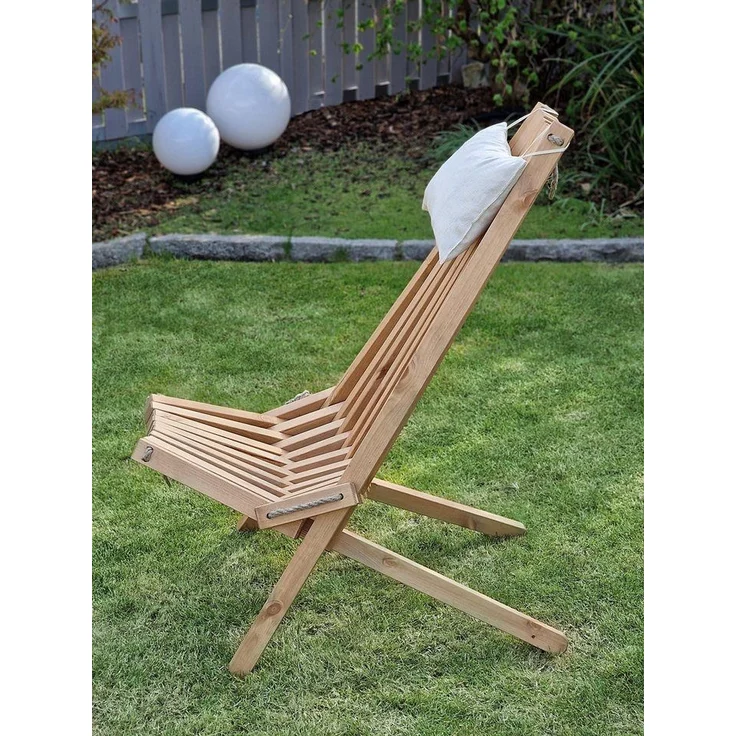 Faltbarer Gartensessel Relaxsessel FALUN Kiefer geölt inkl. Kissen – Bild 2