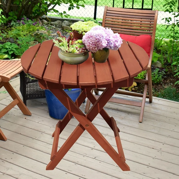 Tisch, Eukalyptus, rund , braun H 50 cm – Bild 3