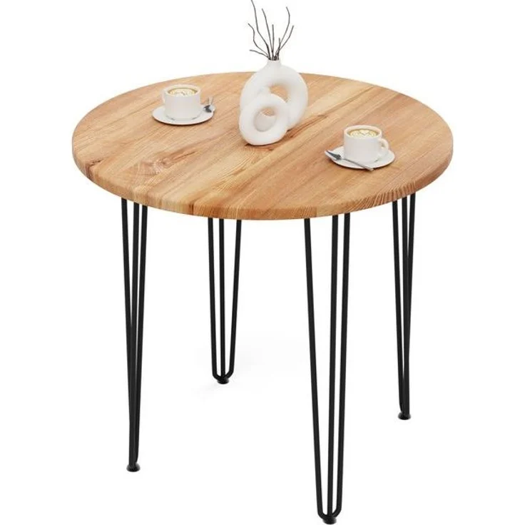 LAMO Manufaktur Esstisch Tisch rund 80 cm Stärke: 28mm, Farbe: Dunkel, Beine: Schwarz (1 Tisch), Holztisch rund, Esstisch für 2 Personen Runder Tisch für Küche – Bild 4