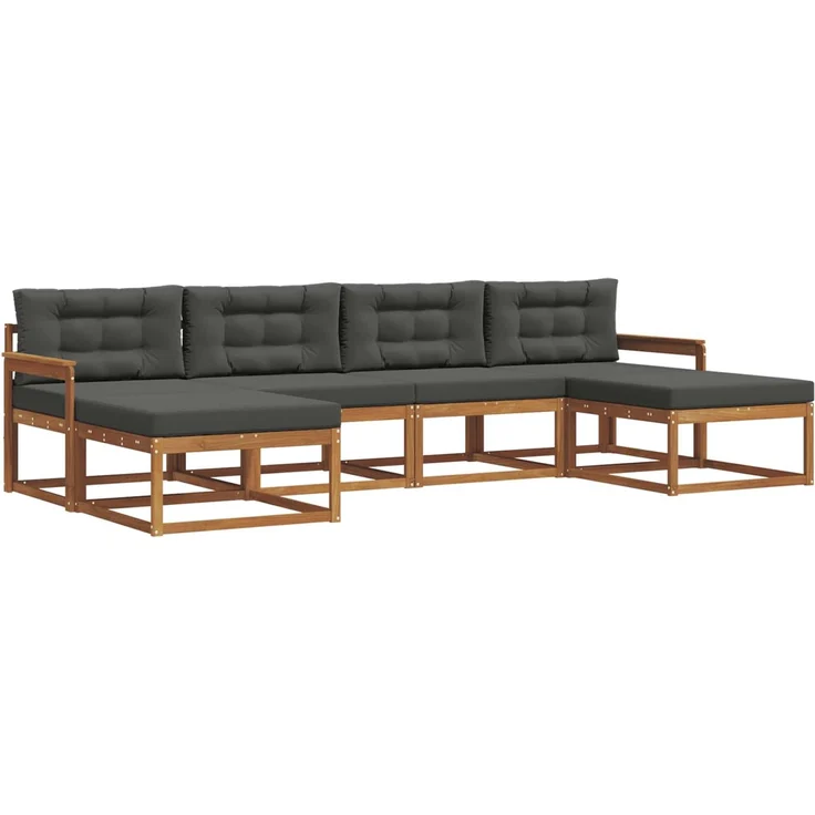vidaXL Outdoor-Sofagarnitur 6 stk. 6-Sitzer Natur und Anthrazit 3367955 – Bild 2