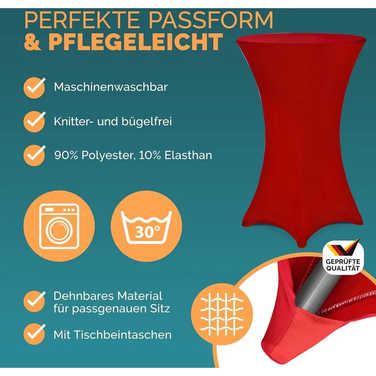 Casaria® Stehtisch mit Husse 70 cm Klappbar Bordeaux-Rot Rund Holz Metall Pulverbeschichtet Wetterfest Hoch Set Hochzeit Bistrotisch Bar Party Tisch – Bild 9