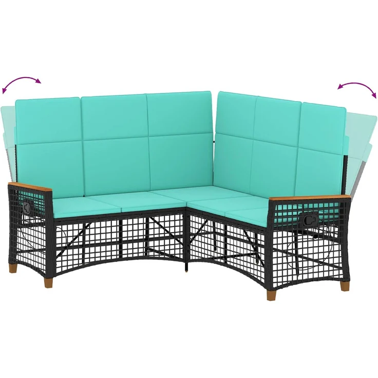 vidaXL Garten Liegesofa Set Schwarz und Türkis 164 x 164 x 112 cm 42026828 – Bild 9