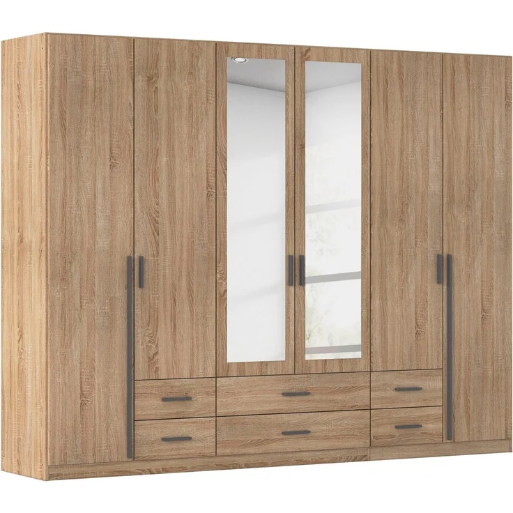 rauch Kleiderschrank Schrank Garderobe Mehrzweckschrank Schlafzimmer Ankleide Möbel GAMMA (in 3 Ausstattungen BASIC/CLASSIC/PREMIUM (inkl. SOFT-CLOSE-Funktion) Eiche Sonoma, 271 cm breit, 6 Schubladen MADE IN GERMANY – Bild 1