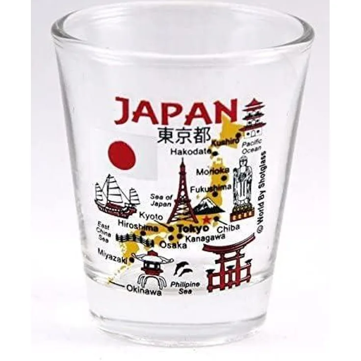 Japan Landmarks und Symbole Collage Shot Glas