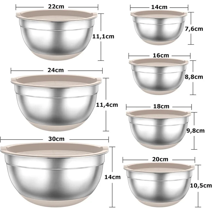 TEAMFAR Rührschüssel Set Edelstahl Salatschüssel Luftdichten Deckel Silikonboden – Bild 4