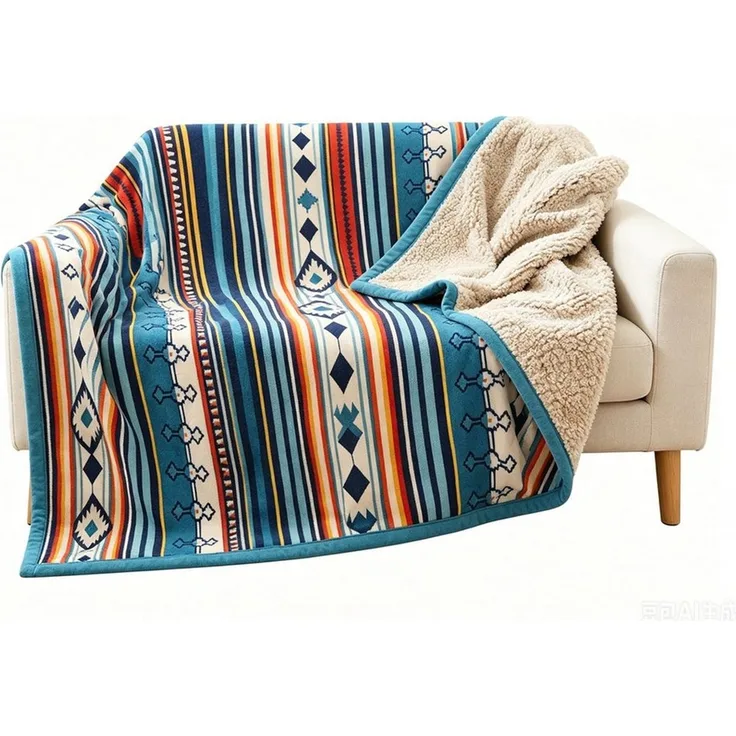 Wohndecke Kuscheldecke Fleecedecke 127x152 / 150x200 cm, weich & warm, PFCTART, Flauschige Decke, wendbar, 100 % Mikrofaser mit Aztekenmuster