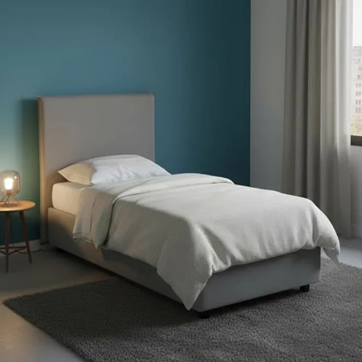 Talamo Italia - Einzelbett Cira, Bettkasten mit Stoffbezug, 100 % Made in Italy, Öffnung vorne, geeignet für Matratzen 90x200 cm, Grau