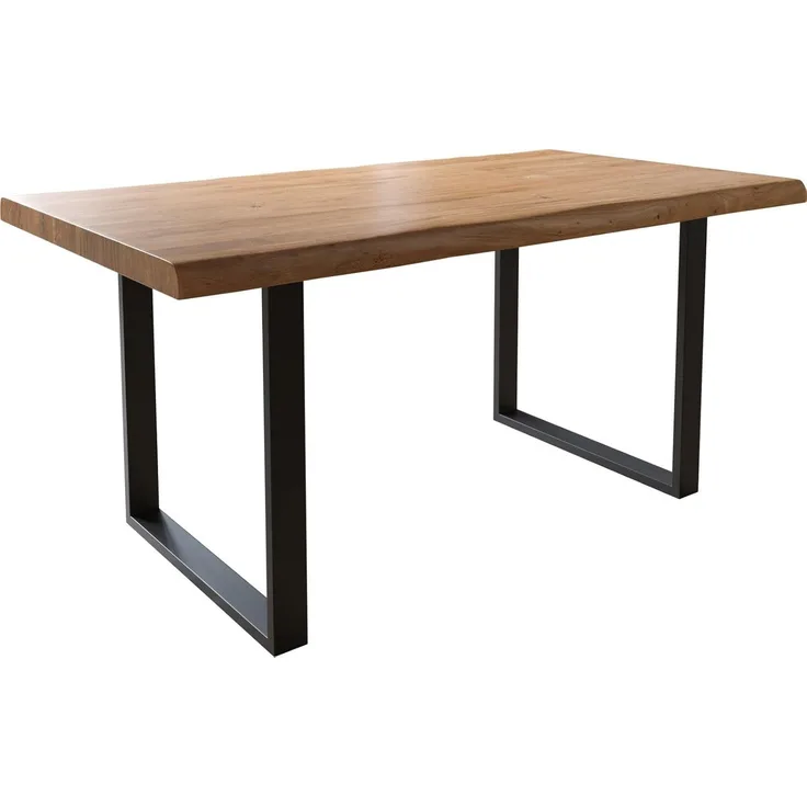 Esstisch Edge 160x90 XL Akazie Natur Metall Schmal schwarz Live-Edge