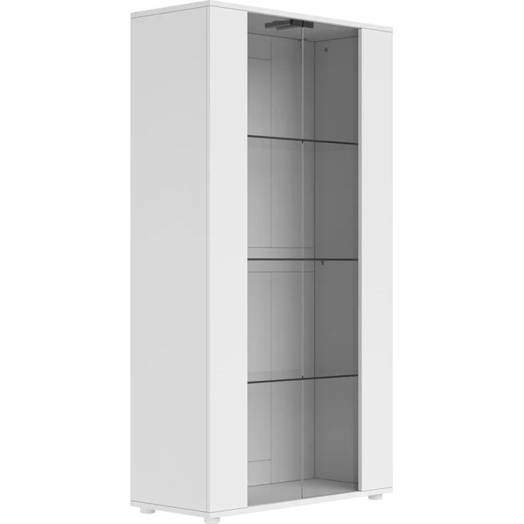 DESVIAE Vitrine Weiß aus Spanplatte/Glas – 80x150x36 cm – 2 Glastüren, LED-Beleuchtung – Bild 8