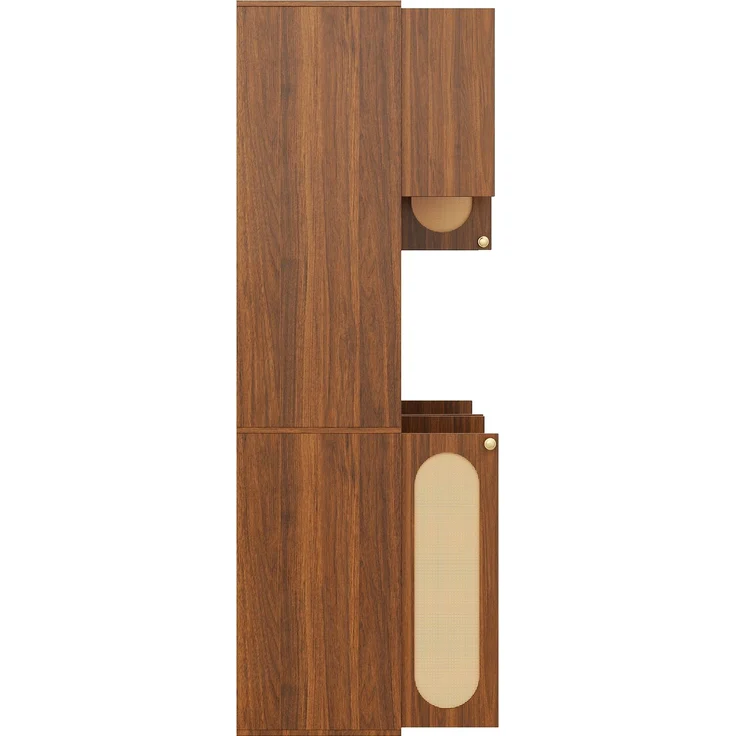 ZUBALIYA Sideboard (106 x 40 x 178 cm), LED - Beleuchtung, Gedämpftes Schließen, Fronten in Flechtoptik, Naturfarben – Bild 19