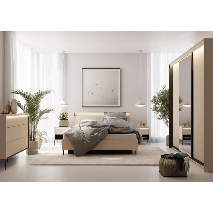 Compleo Kommode mit 4 Schubladen FLORE, Geräumig, modern und funktional, Schubladenschrank mit LED-Beleuchtung – Bild 2