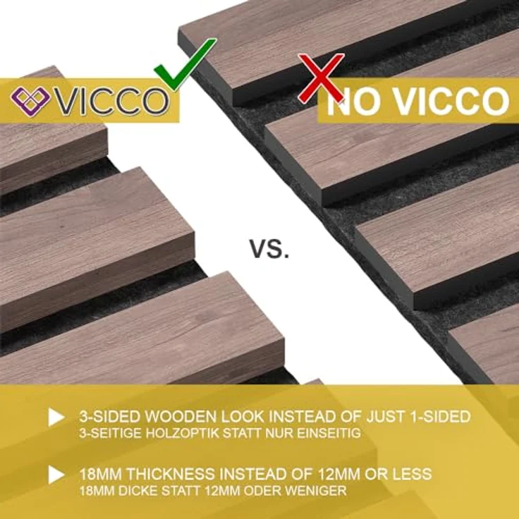 Wandpaneele Akustikpaneel Nussbaum/Braun 8 Stück Vicco – Bild 5