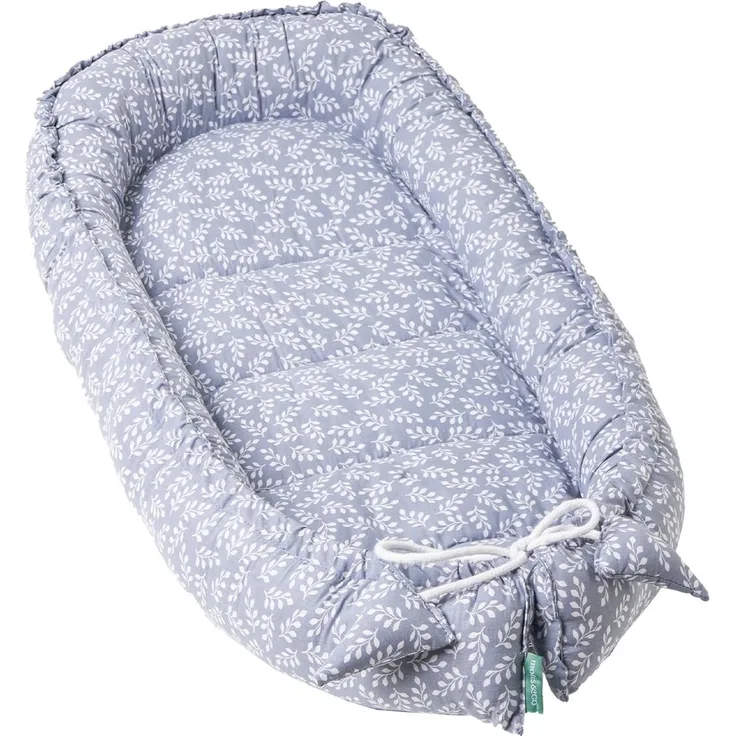 molis&co - Babynest - 100% Baumwolle (OEKO-TEX) - Babynestchen Neugeborene - Ideal als Reisebett, Kuschelnest Geeignet & Cradle Reducer - 90x50 cm - Blue Garden