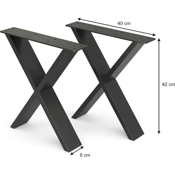 Tischbeine Schwarz 40 x 42 cm X-Form Vicco – Bild 3