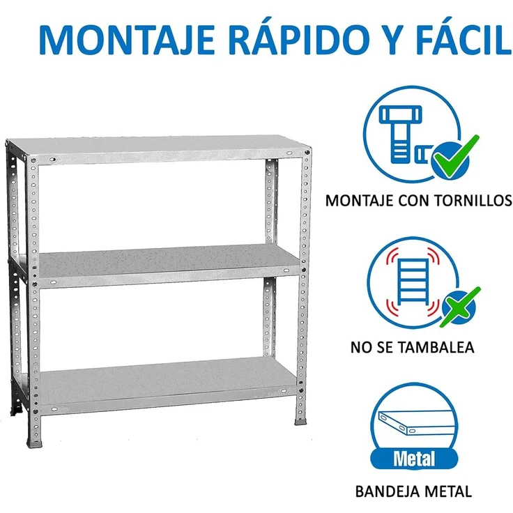 Simon Rack Metallregale, 1000 x 900 x 400 mm, 3 Metallböden, 100 kg Biegepunkt, Lagerregal, Grau - Comfort – Bild 6