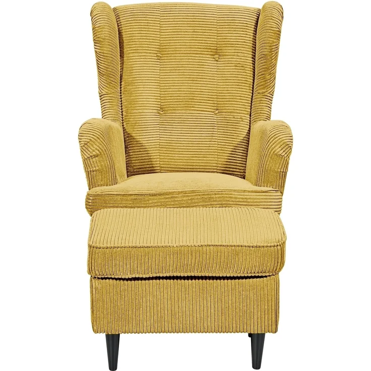 Ohrensessel >OSKAR< (Sessel und Hocker) in mustard - 78x102x98 (BxHxT) – Bild 3